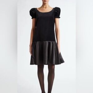 Tanner Fletcher Women's Black Puff Sleeve Drop Waist A-Line Mini Dress Size 3